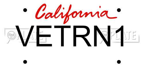 VETRN1 California License Plate