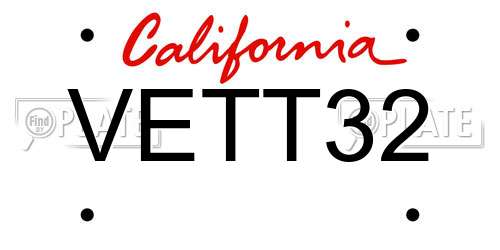 VETT32 California License Plate