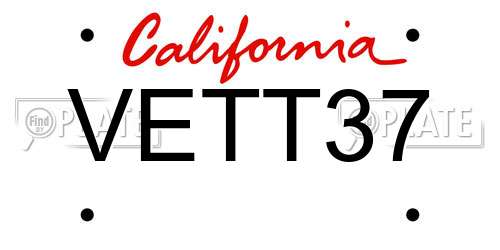 VETT37 California License Plate