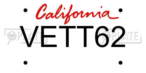 VETT62 California License Plate