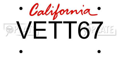 VETT67 California License Plate