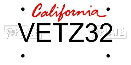 VETZ32 California License Plate