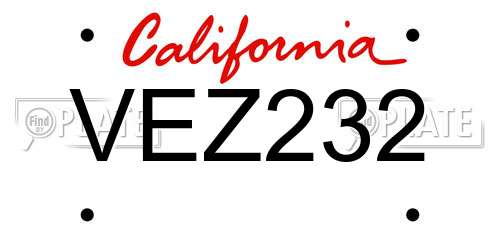 VEZ232 California License Plate