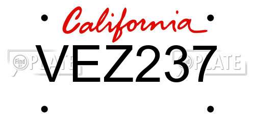 VEZ237 California License Plate