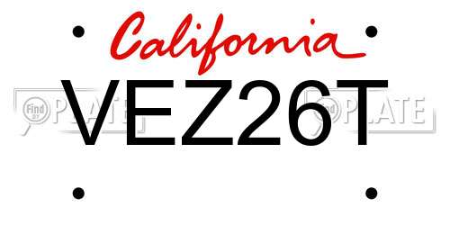 VEZ26T California License Plate