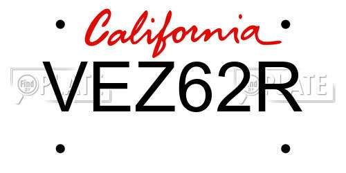 VEZ62R California License Plate