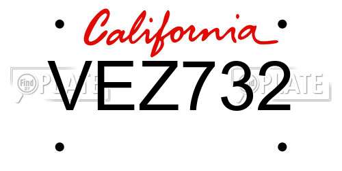 VEZ732 California License Plate