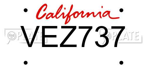 VEZ737 California License Plate