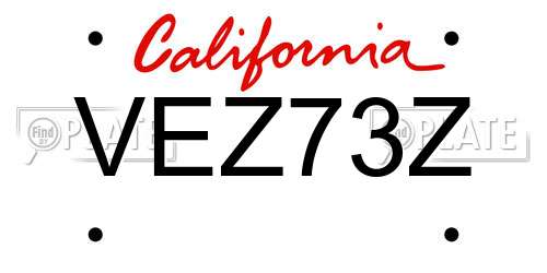 VEZ73Z California License Plate