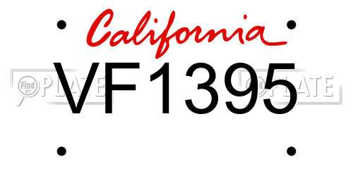 VF1395 California License Plate