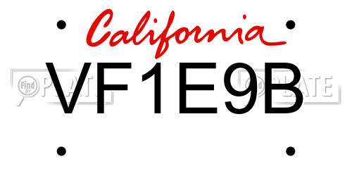 VF1E9B California License Plate