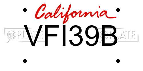 VFI39B California License Plate