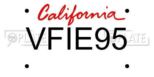 VFIE95 California License Plate