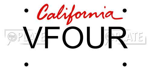 VFOUR California License Plate