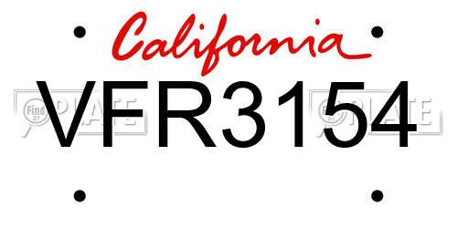 VFR3154 California License Plate