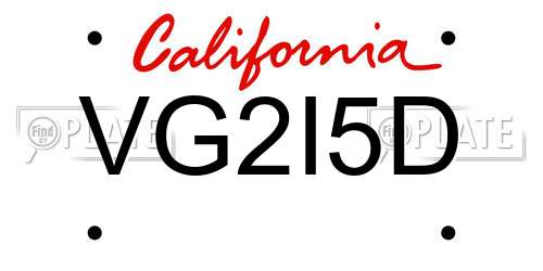 VG2I5D California License Plate