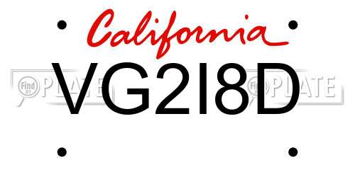 VG2I8D California License Plate