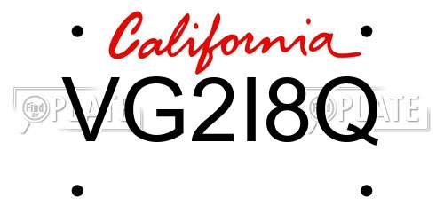 VG2I8Q California License Plate