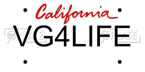VG4LIFE California License Plate