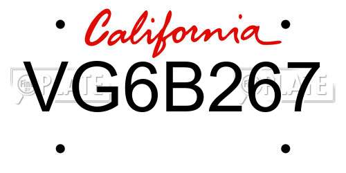 VG6B267 California License Plate