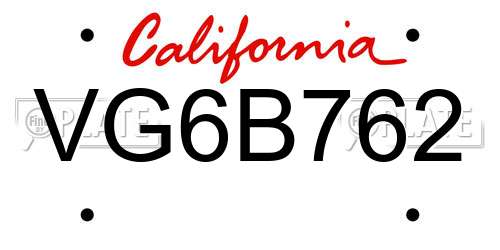 VG6B762 California License Plate