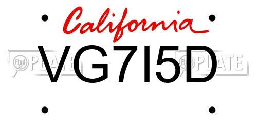 VG7I5D California License Plate