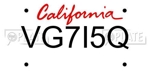 VG7I5Q California License Plate