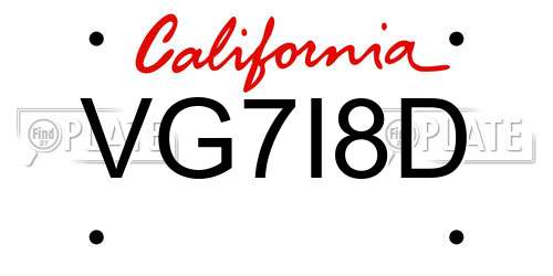 VG7I8D California License Plate