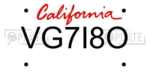 VG7I8O California License Plate