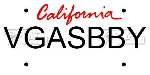 VGASBBY California License Plate