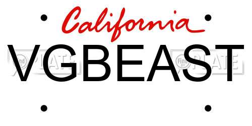 VGBEAST California License Plate