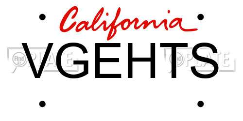 VGEHTS California License Plate