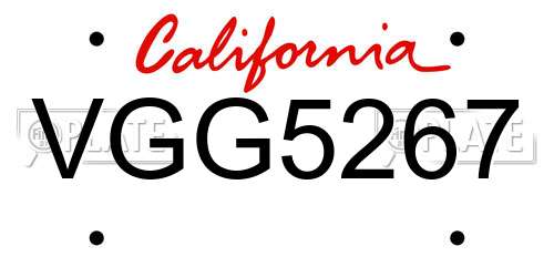 VGG5267 California License Plate
