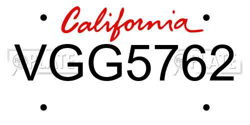 VGG5762 California License Plate