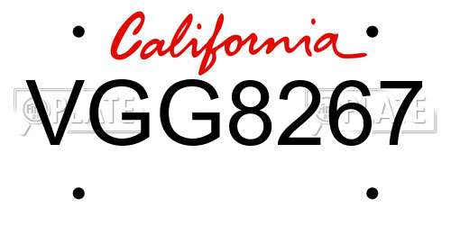VGG8267 California License Plate