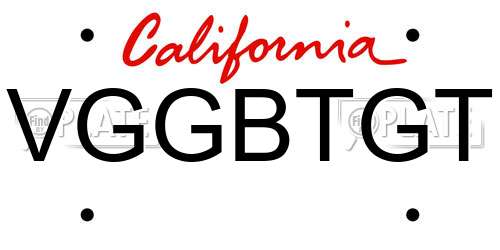 VGGBTGT California License Plate