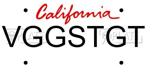 VGGSTGT California License Plate