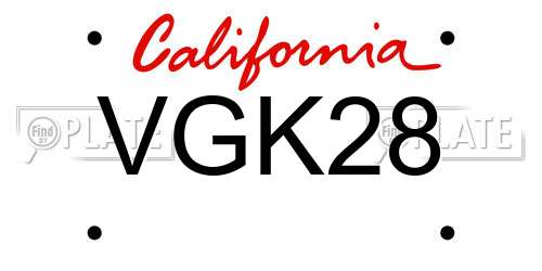VGK28 California License Plate