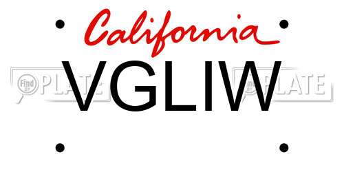 VGLIW California License Plate