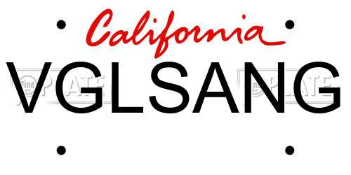 VGLSANG California License Plate