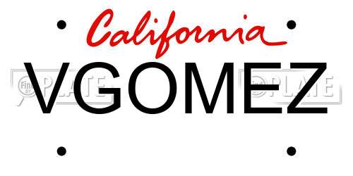 VGOMEZ California License Plate