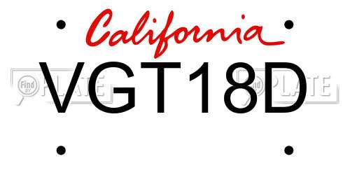 VGT18D California License Plate