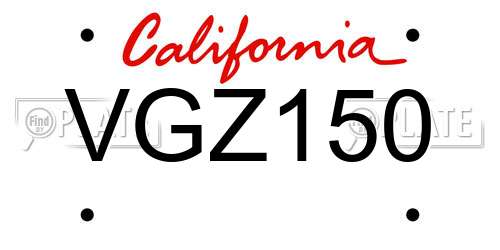 VGZ150 California License Plate