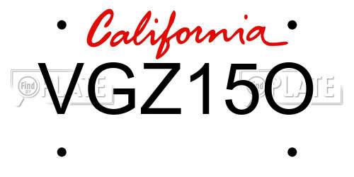 VGZ15O California License Plate