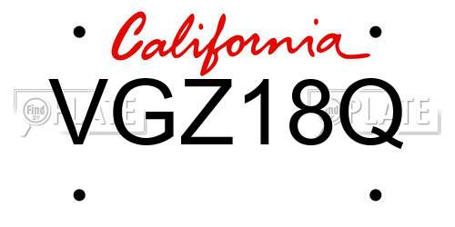 VGZ18Q California License Plate