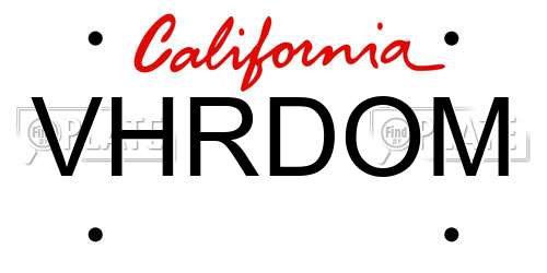 VHRDOM California License Plate