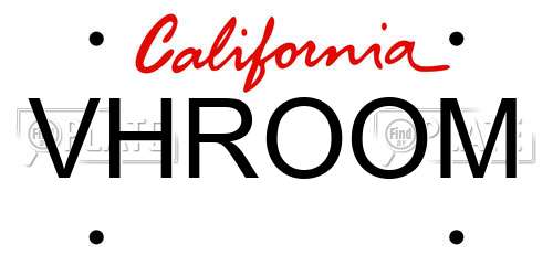 VHROOM California License Plate