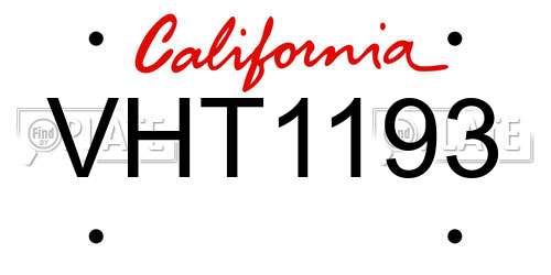 VHT1193 California License Plate