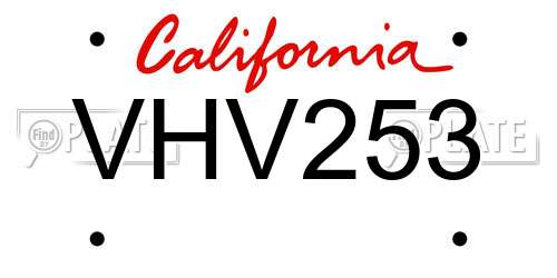 VHV253 California License Plate