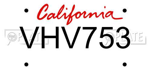 VHV753 California License Plate